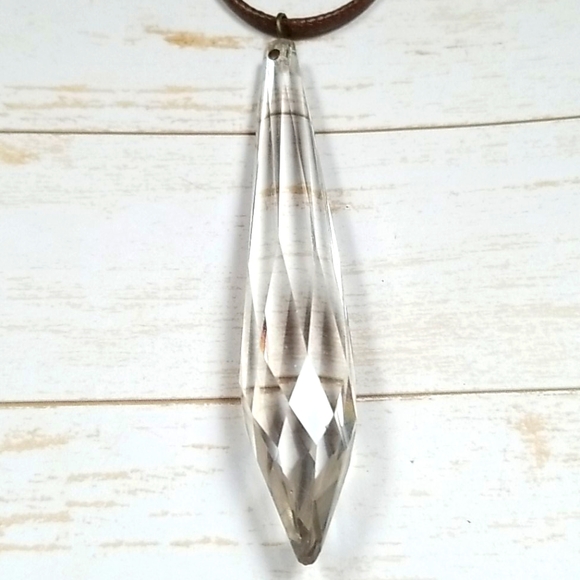 Hand Crafted Repuposed Vintage Chandelier Crystal Pendant Necklace - Picture 7 of 16